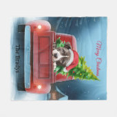 American Pit Bull in Christmas Truck Holidays Fleecedecke (Vorderseite (Horizontal))