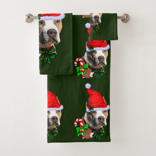 American Pit Bull Terrier Christmas Badhandtuch Set (Insitu)