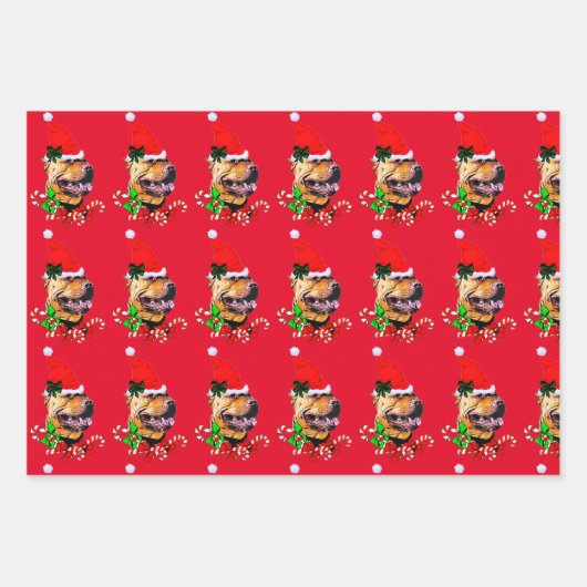 American Pit Bull Terrier Christmas Geschenkpapier Set (Vorderseite 2)