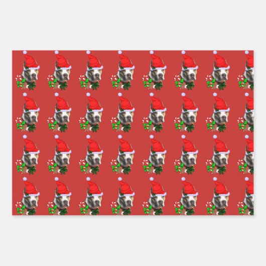 American Pit Bull Terrier Christmas Geschenkpapier Set (Vorderseite)