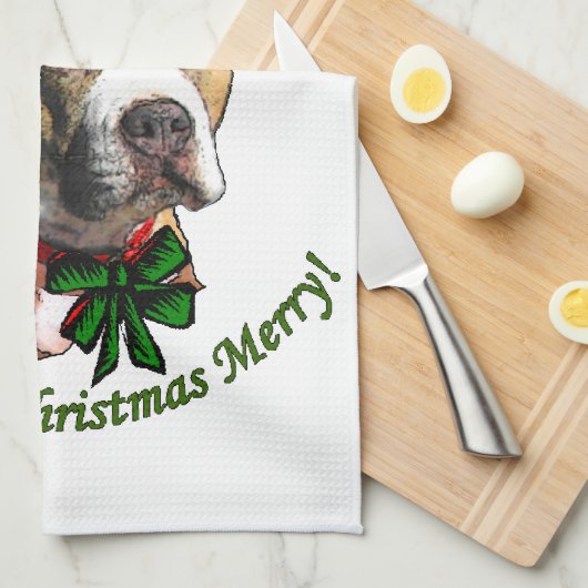 American Pit Bull Terrier Christmas Geschirrtuch (Viertel Falte)