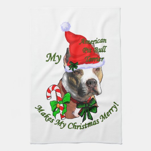 American Pit Bull Terrier Christmas Geschirrtuch (Vertikal)