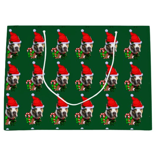 American Pit Bull Terrier Christmas Große Geschenktüte (Vorderseite)