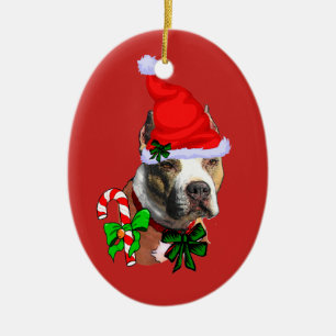 American Pit Bull Terrier Christmas Keramik Ornament