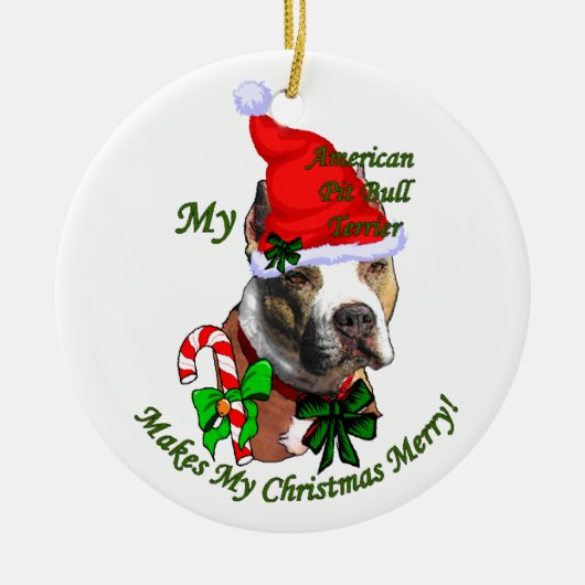 American Pit Bull Terrier Christmas Keramikornament (Vorne)