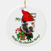 American Pit Bull Terrier Christmas Keramikornament (Hinten)