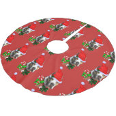 American Pit Bull Terrier Christmas Polyester Weihnachtsbaumdecke (Schrägansicht)