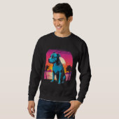 American Pit Bull Terrier Retro 80s Style Sunset Sweatshirt (Vorne ganz)