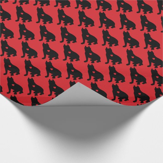 American Pit Bull Terrier Silhouette Geschenkpapier (Ecke)
