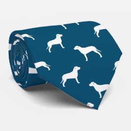 American Pit Bull Terrier Silhouetten Muster Blau Krawatte