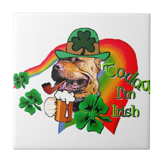 American Pit Bull Terrier St Patricks Fliese (Vorderseite)