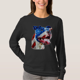American Pit Bull Terrier Usa Flag Patriotischer H T-Shirt