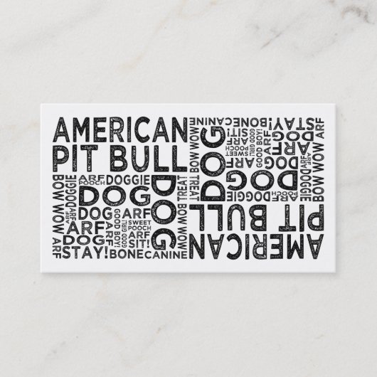 American Pit Bull Typografie Visitenkarte (Vorderseite)