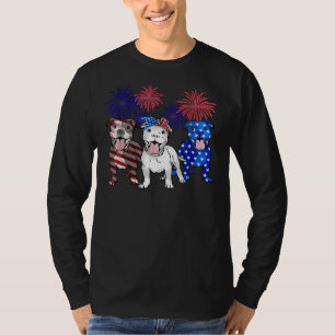 American Pitbull Hund Feuerwerk 4. Juli US-Flagge T-Shirt