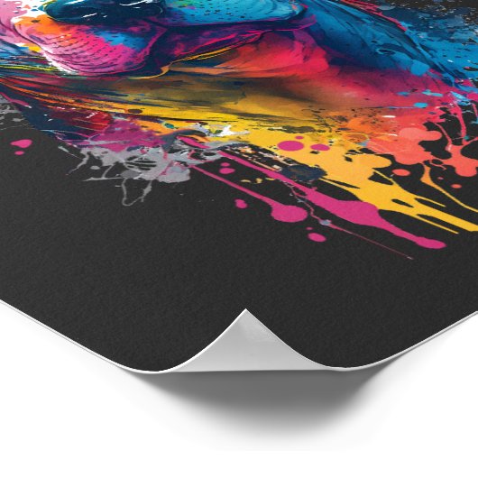 American Pitbull - Neon Graffiti Ink Splash Poster (Ecke)