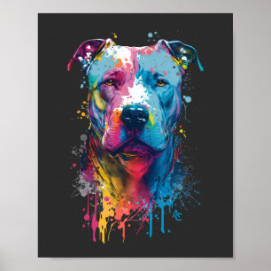 American Pitbull - Neon Graffiti Ink Splash Poster