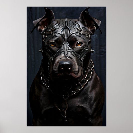 American Pitbull Terrier Black Metal Art Poster (Vorne)