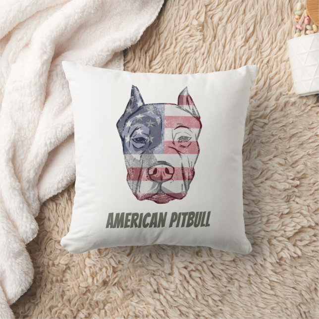American Pitbull Terrier Bully Dog Vintage Flagge Kissen (Decke)