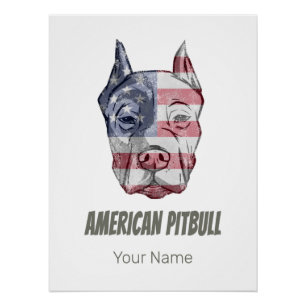 American Pitbull Terrier Bully Dog Vintage Flagge Poster