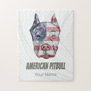 American Pitbull Terrier Bully Dog Vintage Flagge Puzzle