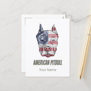 American Pitbull Terrier Bully Hund Vintage-Flagge Feiertagspostkarte