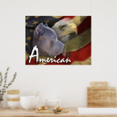 American Pitbull Terrier Dog, Flag, Adler Poster (Küche)