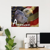 American Pitbull Terrier Dog, Flag, Adler Poster (Heimbüro)