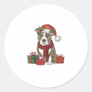 American Pitbull Terrier Dog Weihnachtslieder Part Runder Aufkleber