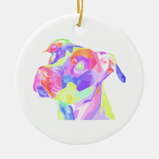 American Pitbull Terrier Pop Art Keramik Ornament (Vorne)