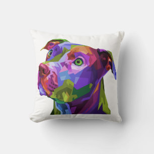 American Pitbull Terrier Pop Portrait for Dog Kissen