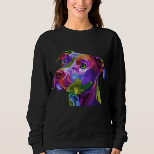 American Pitbull Terrier Pop Portrait for Dog Sweatshirt (Vorderseite)