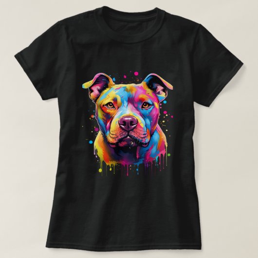 American Pitbull Terrier Splash Art Pitbull Hunde T-Shirt (Design vorne)