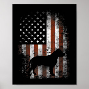 American Pitbull Terrier T - Shirt American Flag P Poster