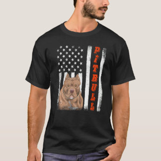 American Pitbull Terrier Usa Flag Dog T-Shirt
