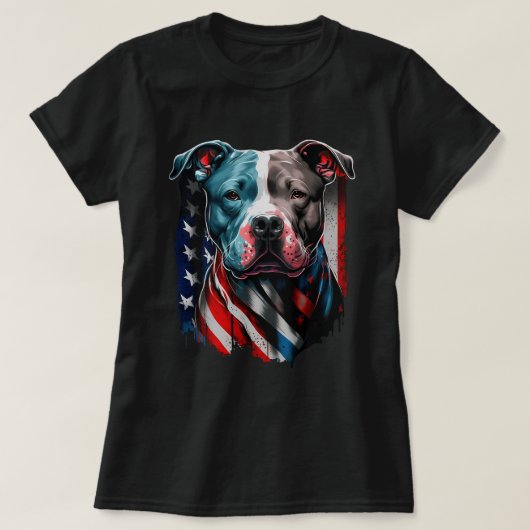 American Pitbull Terrier USA Flag Patriotic Dog T-Shirt (Design vorne)