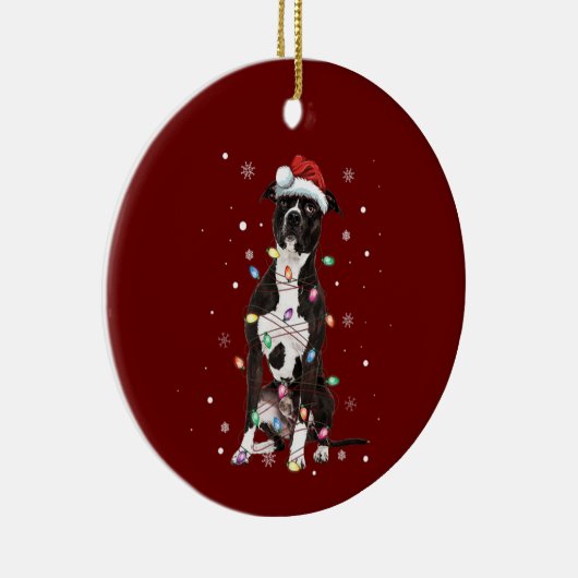 American Pitbull Terrier Weihnachtsleuchten Baum H Keramik Ornament (Rechts)