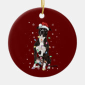 American Pitbull Terrier Weihnachtsleuchten Baum H Keramik Ornament (Vorne)