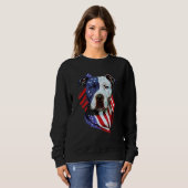 American Pitbull with American Flag Illustration Sweatshirt (Vorne ganz)