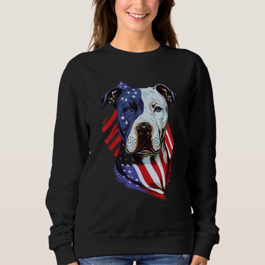 American Pitbull with American Flag Illustration Sweatshirt (Vorderseite)