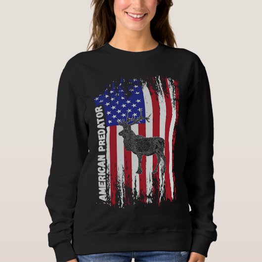 American Predator Patriotic American Flag ELK Hunt Sweatshirt (Vorderseite)