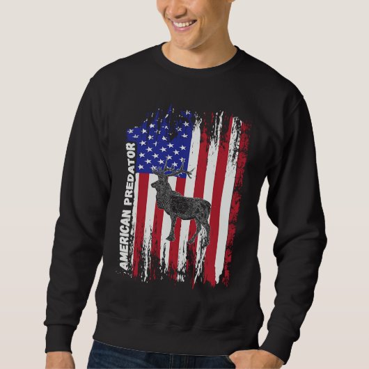 American Predator Patriotic American Flag ELK Hunt Sweatshirt (Vorderseite)
