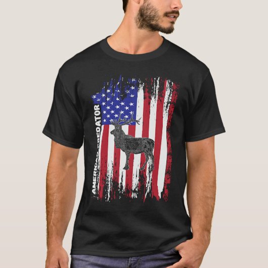 American Predator Patriotic American Flag ELK Hunt T-Shirt (Vorderseite)