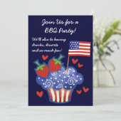 American Pride Cupcake 4. Juli GRILLEN Einladung (Stehend Vorderseite)