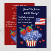 American Pride Cupcake 4. Juli GRILLEN Einladung (Vorne/Hinten)