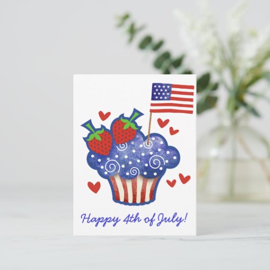 American Pride Cupcake Postcard Postkarte (Stehend Vorderseite)