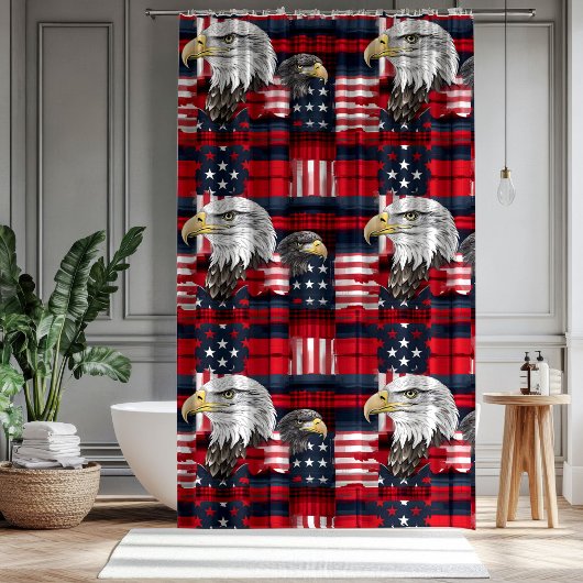American Pride Curtain Eagle & Flag Home Touch Duschvorhang