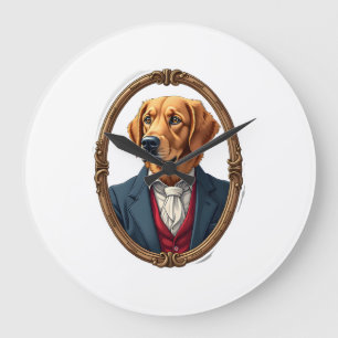 American Pride Golden Retriever Vintage-Shirt 4 Große Wanduhr