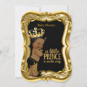 American Prince Baby Dusche Black Gold Einladung (Vorderseite)