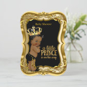 American Prince Baby Dusche Black Gold Einladung (Stehend Vorderseite)