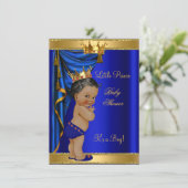 American Prince Baby Dusche Blue Gold Red Einladung (Stehend Vorderseite)